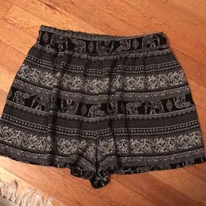 Black and white elephant trendy shorts